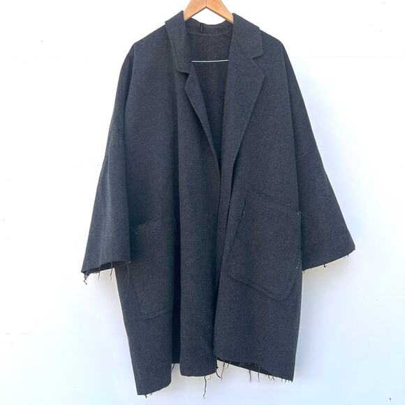 Helmut Lang Oversized Cocoon Cardigan Coat Blazer Wool Cashmere Charcoal Gray S - Picture 2 of 11